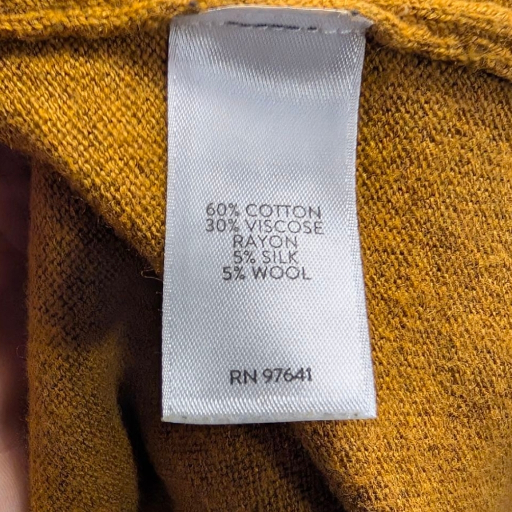 J Jill V-Neck Dolman Sleeve Mustard Silk Wool Cotton Soft Cozy Blend Sweater M - Picture 3 of 9